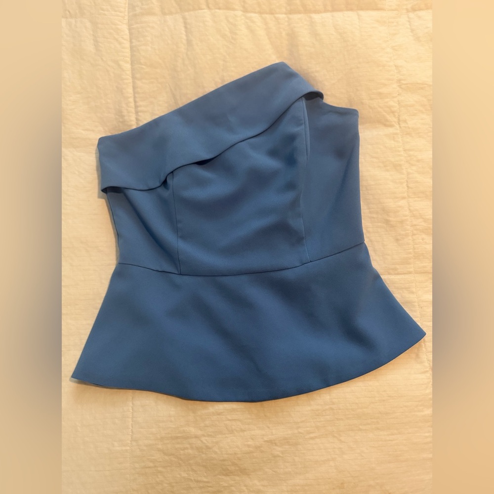 NWT White House Black Market Asymmetrical Bluebird Bustier Top size 2
